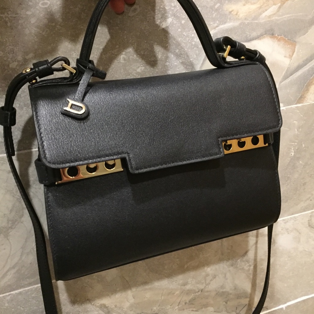 Delvaux Tempete Mini Satchel Black Smooth Leather
